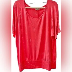 Super Soft Coral /Salmon / Pink / Silver Top by Free Kissed - 2X